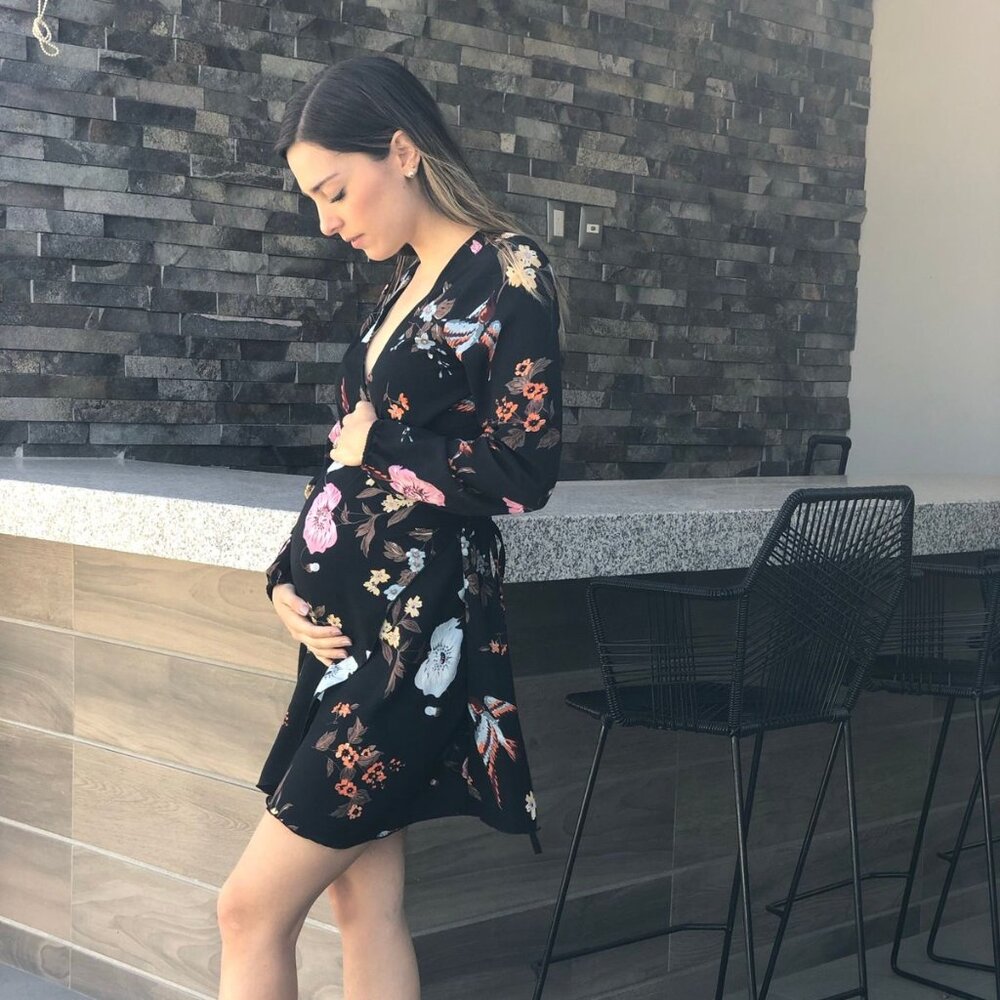 Black Natalia with birds Maternity dress